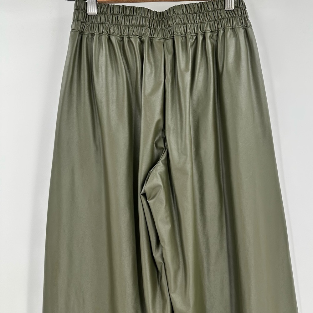 Offline by Aerie Sage Green Real Luxe Faux Leather Wide Leg Pants Size Small - Picture 5 of 13